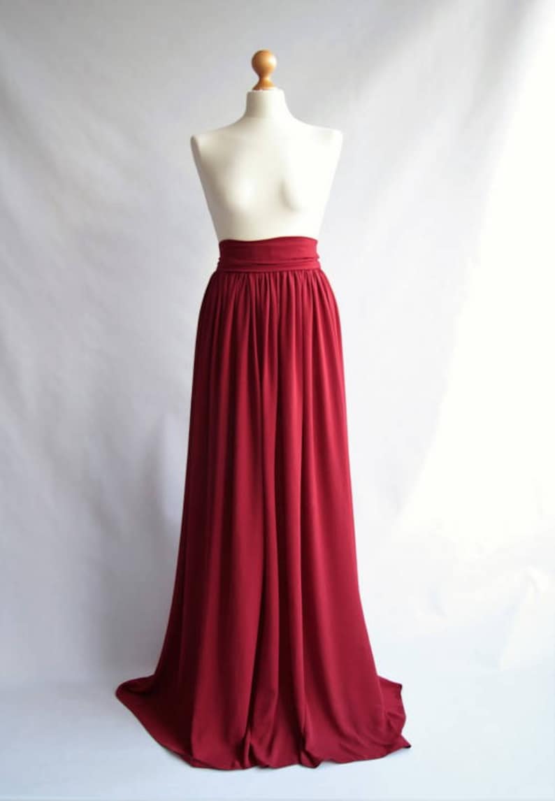 Long Ribbed Skirt - Burgundy