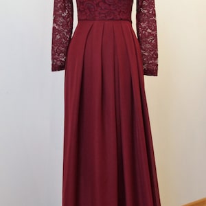 Long burgundy lace dress for bridesmaids Burgundy bridesmaid dress Long bridesmaid dress Long prom dress Burgundy dress women image 4