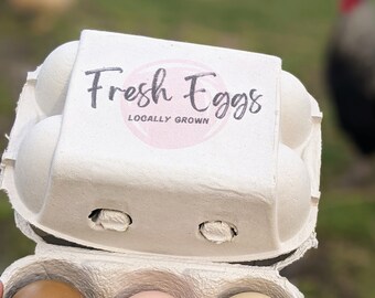 Egg Cartons - Half Dozen, FULL Color Printing. Fresh Eggs Locally Grown(set of 10 Cartons)-6 Cell Standard-Large chicken eggs