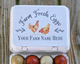 Egg Cartons-Vintage Themed COLOR Printed Full Dozen 12 or 6 Cell Egg Cartons, personalizable, customizable.
