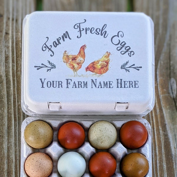 Egg Cartons-Vintage Themed COLOR Printed Full Dozen 12 or 6 Cell Egg Cartons, personalizable, customizable.