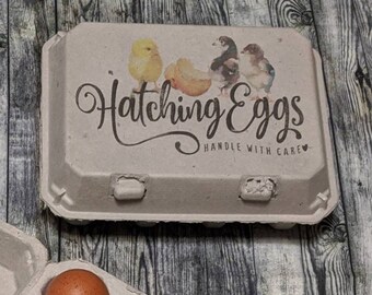HATCHING EGGS, Vintage Shaped and Themed - Egg Cartons Color Printed, Unique Full COLOR Custom