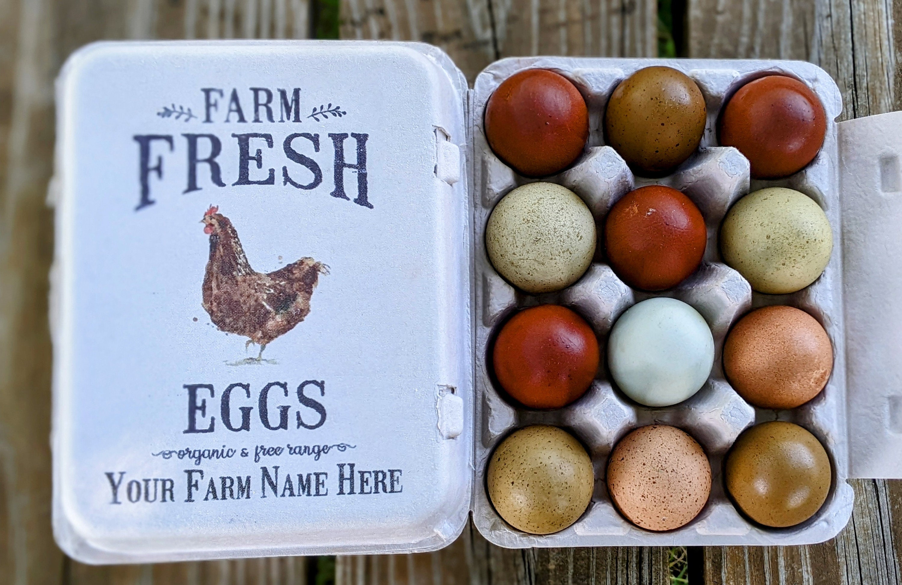Egg Cartons-vintage Themed COLOR Printed Full Dozen 12 or 6 Cell Egg Cartons,  Personalizable, Customizable. 