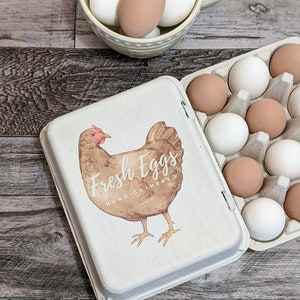 Vintage Hen Egg Cartons – Full Color Printed, Holds 12 Eggs