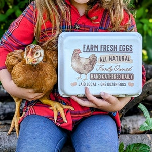 Vintage Hen Full Color Printed Egg Cartons - One Dozen