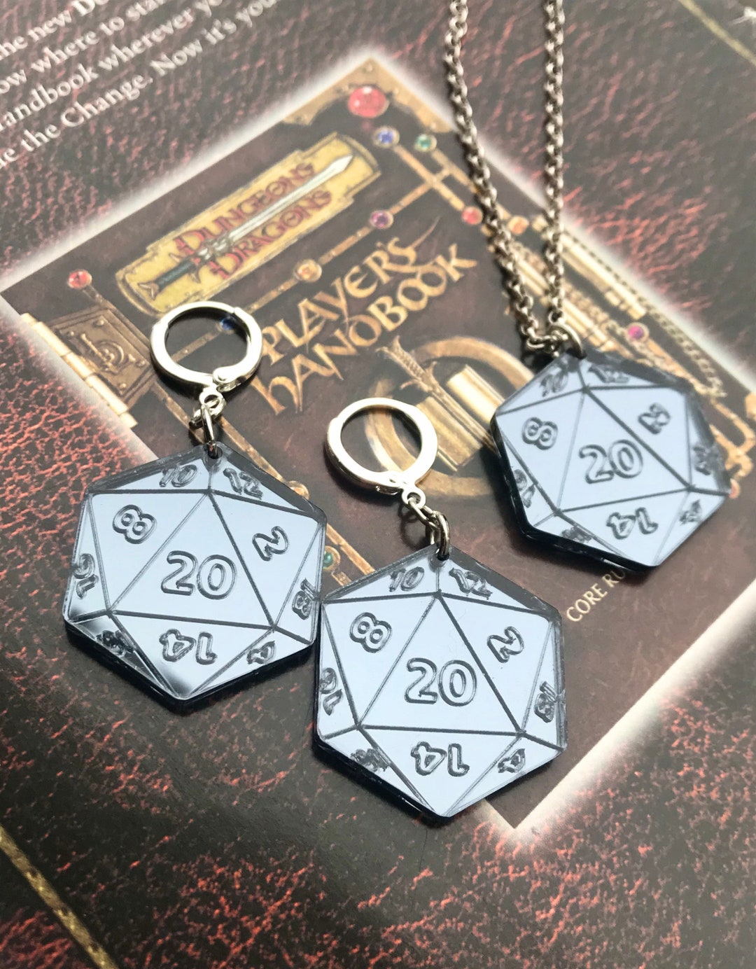 D20 Earrings D20 Mirrored Earrings/hangers. Etsy