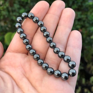 Hematite mineral beaded crystal bracelet *MADE TO ORDER*