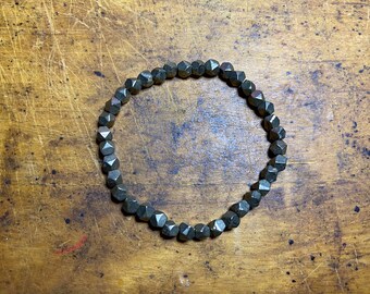 Faceted pyrite stone beaded bracelet *MADE TO ORDER*