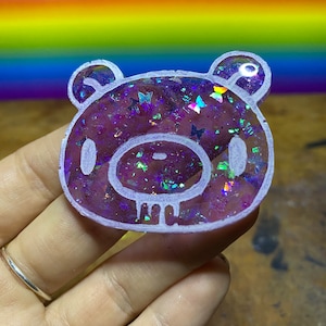 Llavero o imán con forma de oso mariposa morado transparente