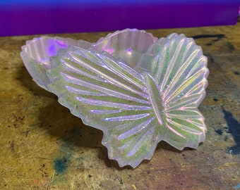 Boîte à bijoux en résine transparente papillon pailleté bonbon nacré