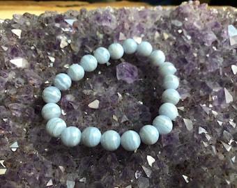 Blaues Achat Kristall Perlen Armband *MADE TO ORDER*