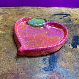 Holographic peachy resin dish