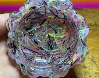Recycled trimming resin flower ashtray dish