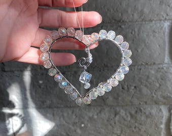 Heart beaded suncatcher