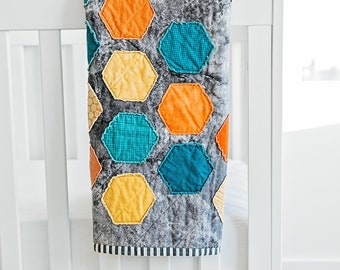 Scattered Hexagon Baby Quilt