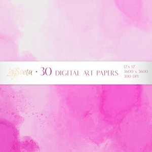 30 Hot Pink Watercolor Textures – Digital Paper for Scrapbooking, Aesthetic Backgrounds, Cute Patterns, JPG 12x12, 300 dpi
