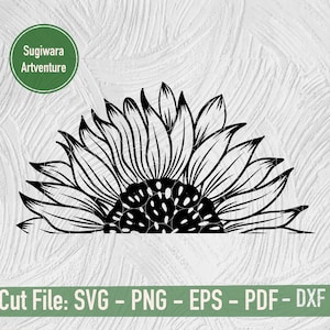 Demi tournesol svg - fichier de coupe tournesol - 4 juillet svg - png - eps - dxf - pdf - enregistrer 30 pour 3 articles - fleur svg
