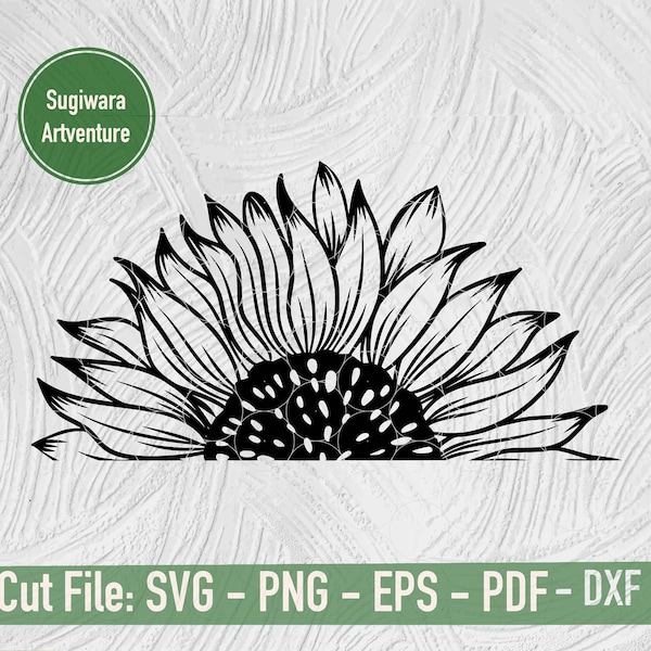 Half Sunflower svg - Sunflower cut file - 4th of July svg - png - eps - dxf - pdf - save 30 for 3 items -  flower svg