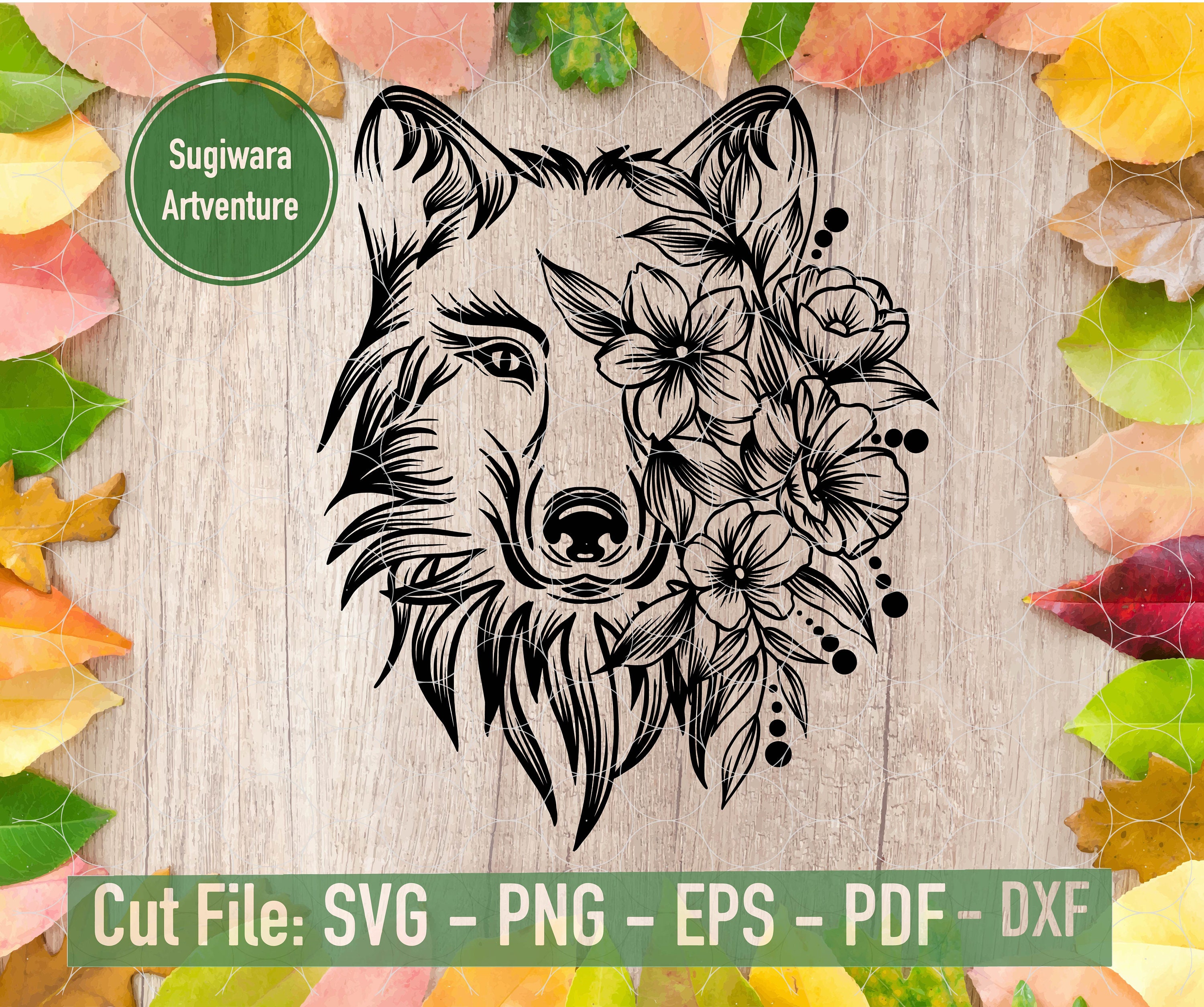SAVE 30% for 3 ITEMS Wolf Flower SVG Wolf Head Svg Svg - Etsy