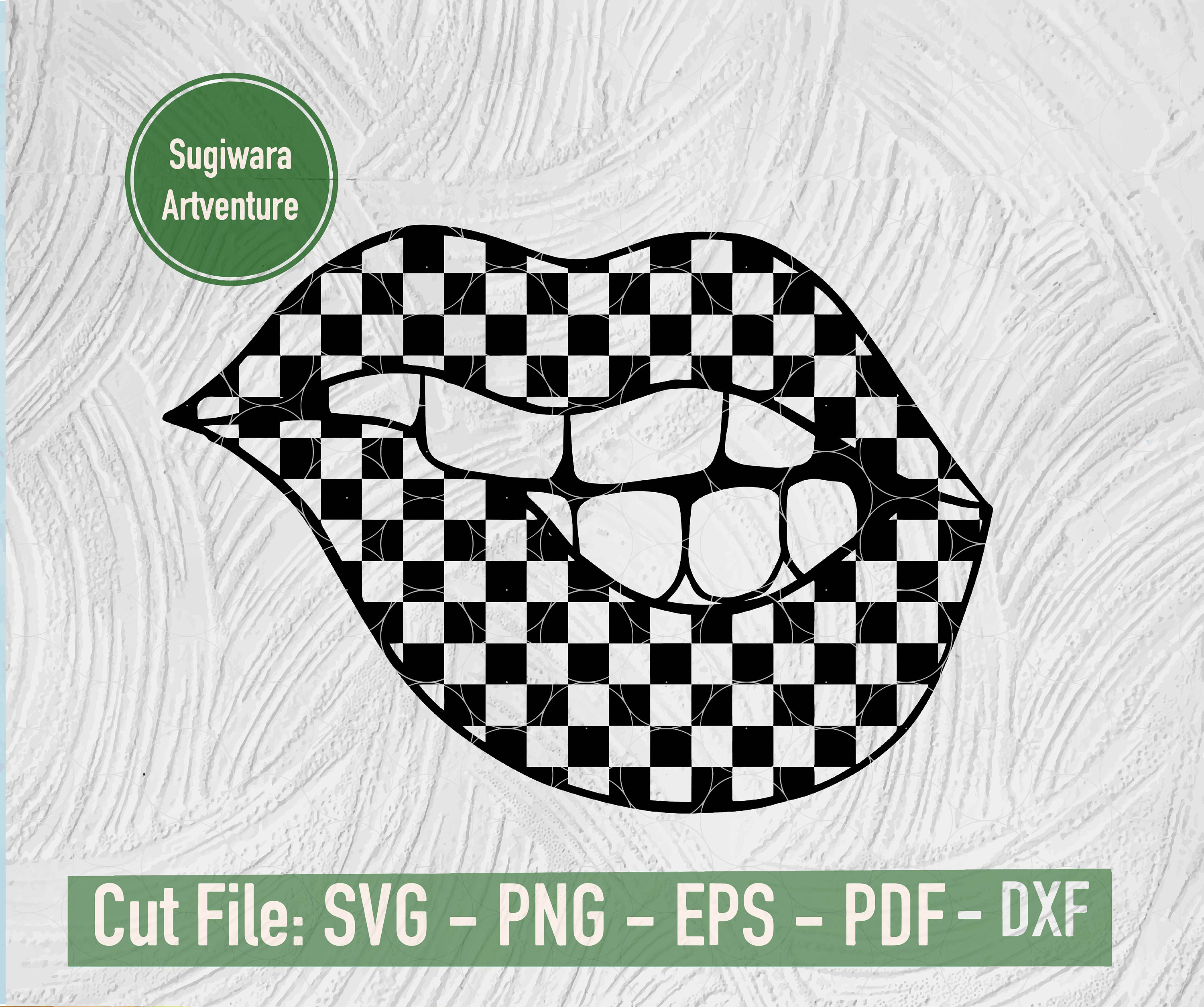 Checkered Lips Sticker