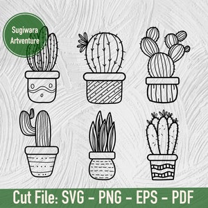 SAVE 30% for 3 ITEMS Cactus SVG, Svg Files for Cricut, Silhouette, Plants Svg, Succulent Clipart Png- Svg - Eps - Pdf