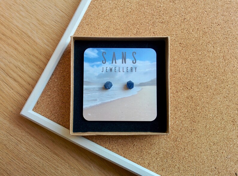 Blue Sapphire Earrings Raw Mineral Sterling Silver Studs September Birthstone