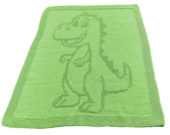 Dino Baby Blanket Knitting Pattern