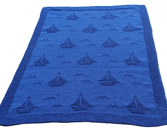 Babydekentje met kleine bootjes, dekentje, breien, babydekentje, Engels patroon, DK-garen