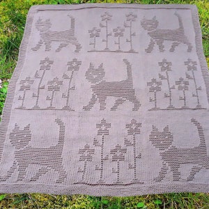 Baby blanket knitting PATTERN/Cats Baby Blanket/DK yarn This pattern is written in ENGLISH .