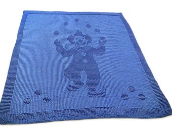 Clown Baby Blanket, Blanket, Knitting, Baby Blanket, English Pattern, DK yarn