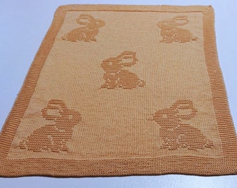 Bunnies, Baby Blanket, Knitting Baby Blanket, Newborn,