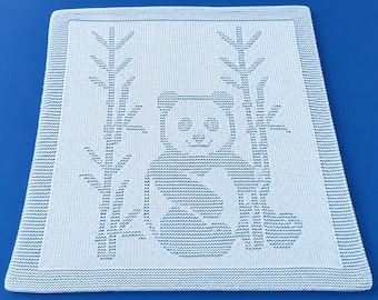 Cute Panda Baby Blanket, Blanket, Knitting, Baby Blanket, English Pattern, DK yarn