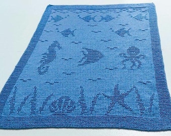Aquarium Baby Blanket/knitting Baby Blanket/Pattern/English/DK yarn