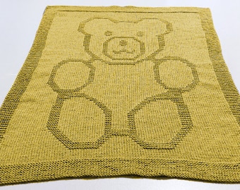 Teddy Bear Baby Blanket/knitting Baby Blanket/Pattern/English/DK yarn