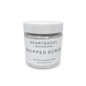 Natural Handmade Foaming Whipped Sugar Scrub – Vegan Body Polish | Cruelty-Free Scrub | Organic Exfoliant | Moisturizing Sugar Scrub | 4 oz