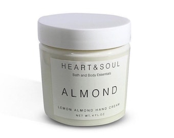 Crema corporal vegana natural de limón, almendra y lavanda, hecha a mano / Cruelty-Free / 4oz a 16oz