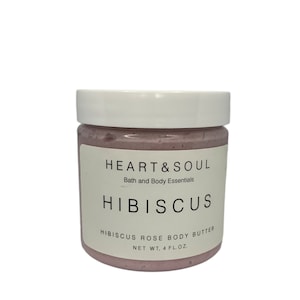Natural Organic Handmade Hibiscus Rose Body Butter – Vegan Moisturizer | Cruelty Free Skincare | Organic Body Cream | Whipped Body Polish