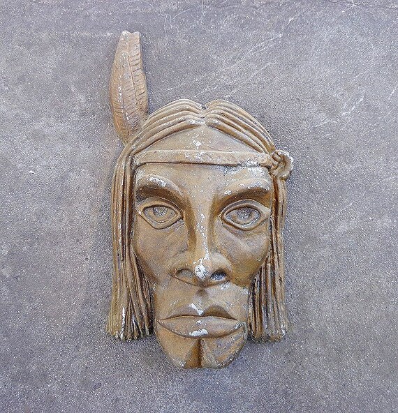 American Indian Head Mask Decor Native American Metal Face Etsy
