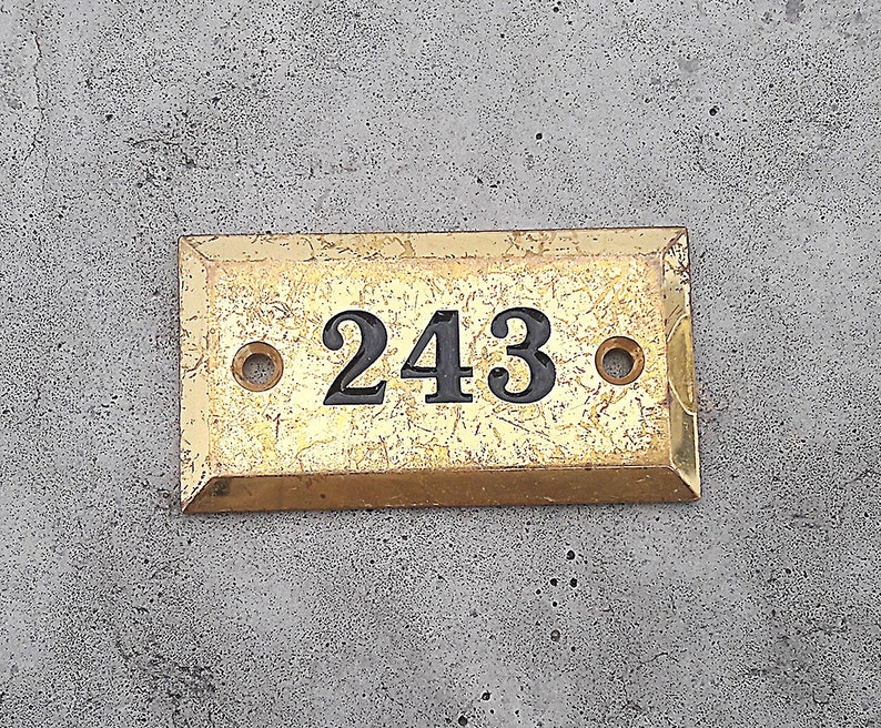 Brass small number plate 243 // Vintage soviet old door number Etsy