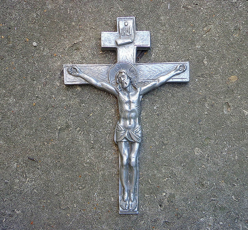 Metal crucifix / crucifixion vintage / aluminum cross / Wall Etsy