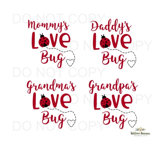 Love Bug Pack Mommy Daddy Grandma And Grandpa Lady Bug Etsy