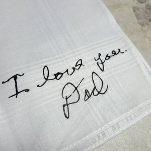 Custom handwriting on handkerchief - memorial or wedding gift - personalized handwritten in vinyl father's day gift