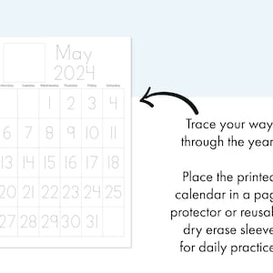 PRINTABLE Draw and Trace Traceable Calendar | Tracing Calendar ...