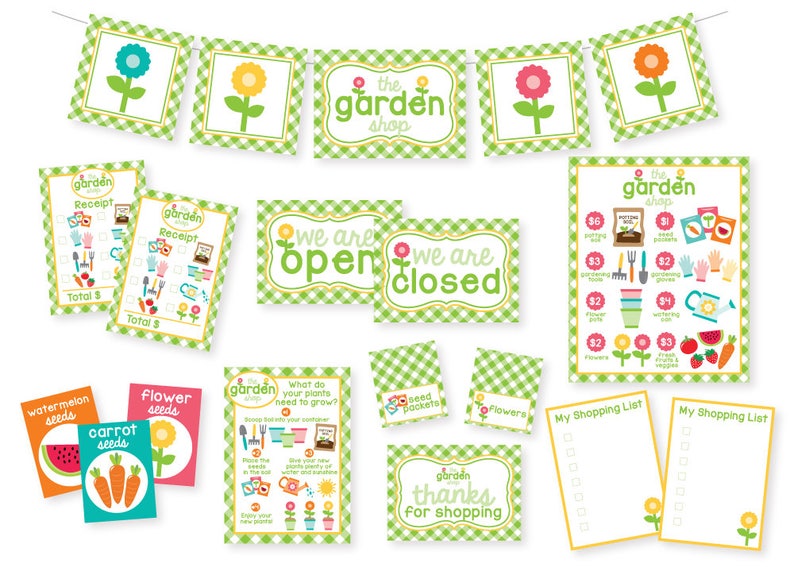 PRINTABLE Garden Shop Pretend Play Kit Kids Pretend Play Printable Kids Activities Garden Party Dramatic Play image 1