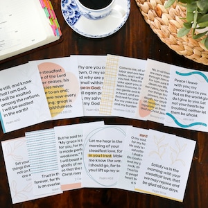 PRINTABLE seja ainda cartões da escritura | Versículos da Bíblia para Ansiedade | Confie no Senhor | Cartões Bíblicos | Memória das Escrituras | Cartões de versículos para mães