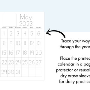PRINTABLE Draw and Trace Traceable Calendar Tracing Calendar - Etsy