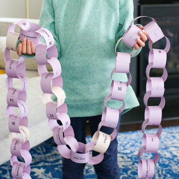 PRINTABLE Lent Paper Chain Scripture Countdown | Lent Printable | Easter Countdown | Lent Decor | Easter for Kids | Family Lent Activity