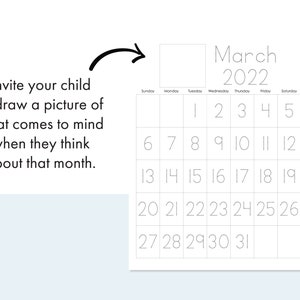 PRINTABLE Draw and Trace Traceable Calendar Tracing Calendar | Etsy