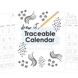 PRINTABLE Draw and Trace Traceable Calendar Tracing Calendar - Etsy