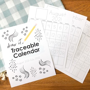 PRINTABLE Draw and Trace Traceable Calendar | Tracing Calendar ...